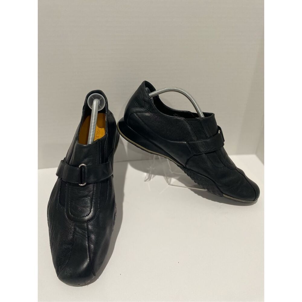 Cole Haan black leather slip on wedge comfort men’s shoes SZ 12 stylish wear wit